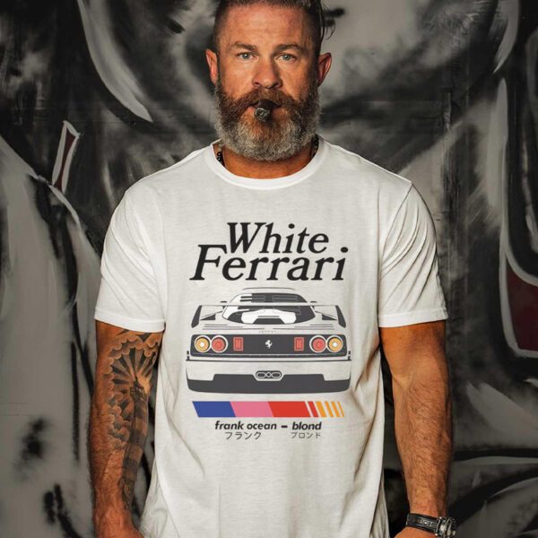 Frank Ocean BLOND WHITE FERRAR Short Sleeve t-Shirt blond album music gift vintage style tee Blonded Trends Original Design