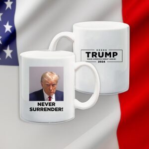 Trump Never Surrender Black Coffee Mug