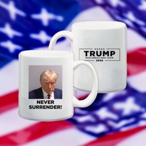 Trump Never Surrender Black Coffee Mugs