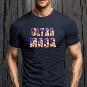 Ultra MAGA USA Gold Flag Font Trump 2024 Anti Biden T-Shirt