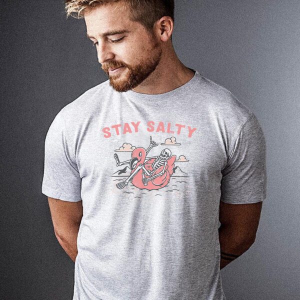 Vintage Skeleton Stay Salty Beach T-Shirt, Vintage Skeleton Relax Summer Tee