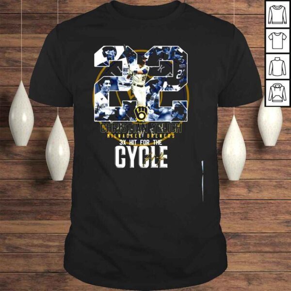 22 Christian Yelich Milwaukee Brewers 3x Hit For The Cycle signature shirt