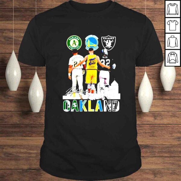 24 Rickey Henderson Oakland Athletics 30 Stephen Curry Golden State Warriors 32 Allen Oakland Raiders signatures shirt