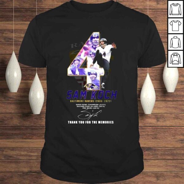 4 Sam Koch Baltimore Ravens 20062022 thank You for the memories signature shirt