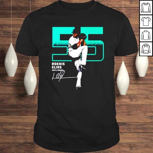 55 Roenis Elias Seattle Mariners Outline signature shirt