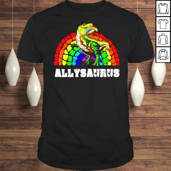 Allysaurus Dinosaur In Rainbow Flag For Ally LGBT Pride TShirt