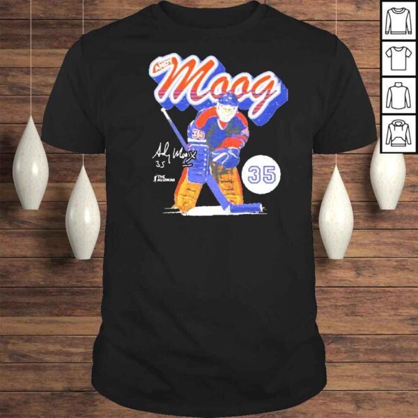 Andy Moog Edmonton Retro Script Hockey Signatures Shirt