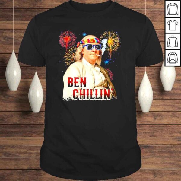 Ben Chillin’ Stoner Ben Franklin 4th of July Fireworks Tee Shirt