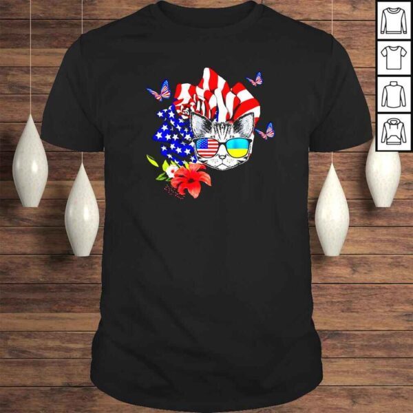 Cat Proud And Rose American Flag 4th Of July TShirt