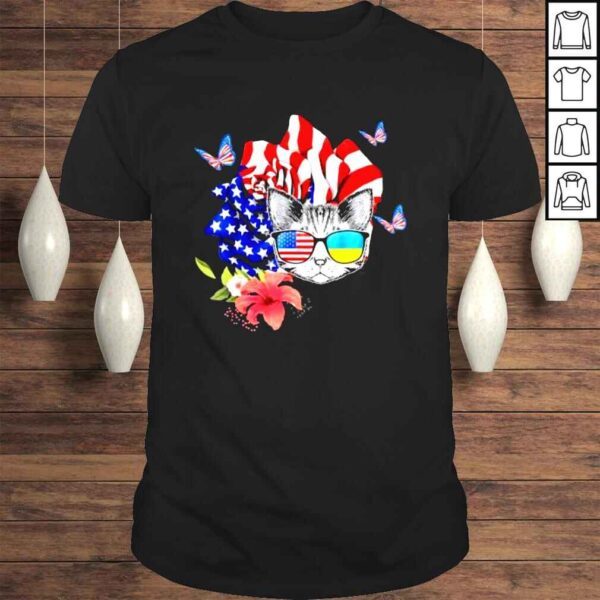 Cat proud and rose American flag 4th of july shirt