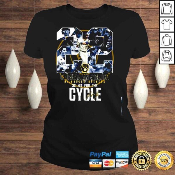 22 Christian Yelich Milwaukee Brewers 3x Hit For The Cycle signature shirt - Image 3