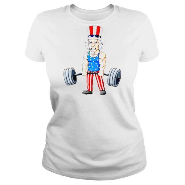 4th Of July Uncle Sam Weightlifting Funny Deadlift Fitness TShirt - Image 3