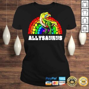 ClassicLadies Allysaurus Dinosaur In Rainbow Flag For Ally LGBT Pride TShirt