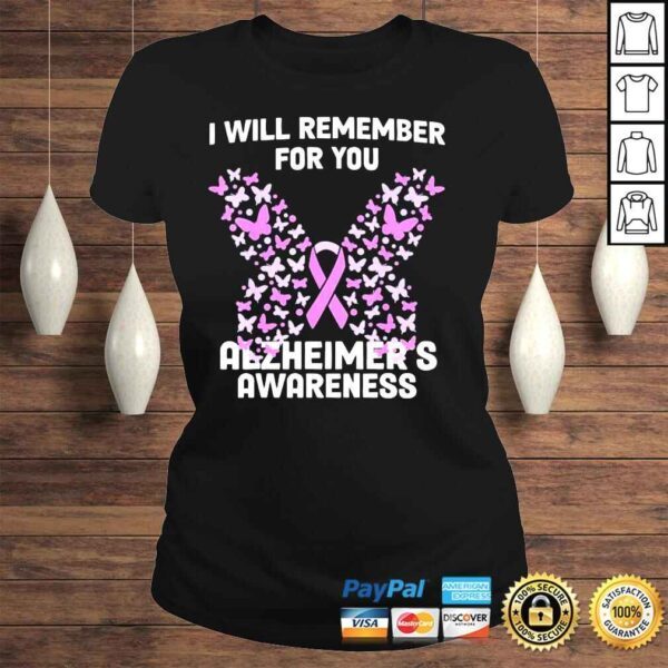 Alzheimers awareness ribbon purple butterflies shirt - Image 3