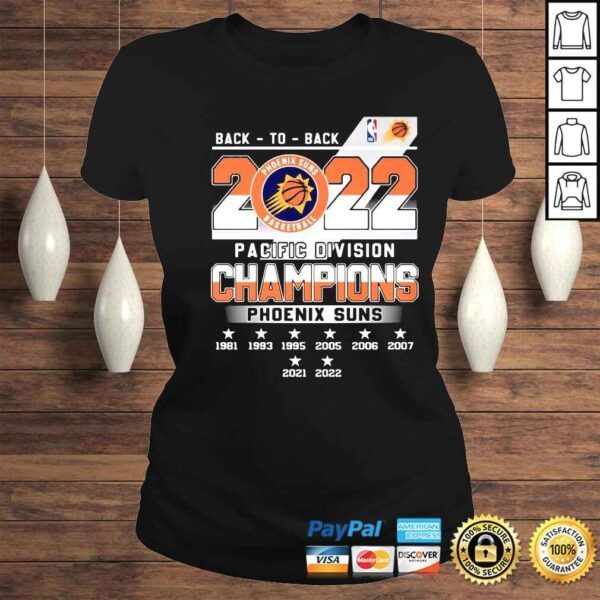 Back to back 2022 Phoenix Suns Basketball Pacific Division Champions Phoenix Suns Shirt - Image 3