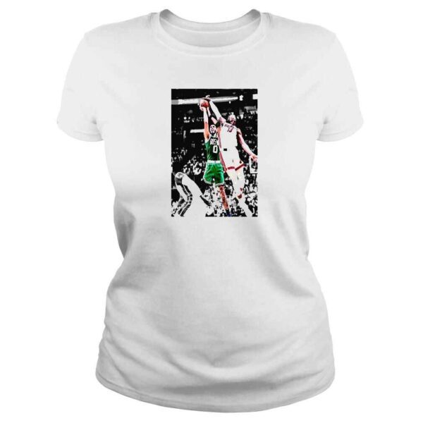 Bam Adebayo Block On Jayson Tatum Poster TShirt - Image 3