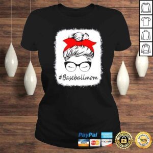 ClassicLadies Baseball Mom Bleached Messy Bun Mothers Day Shirt