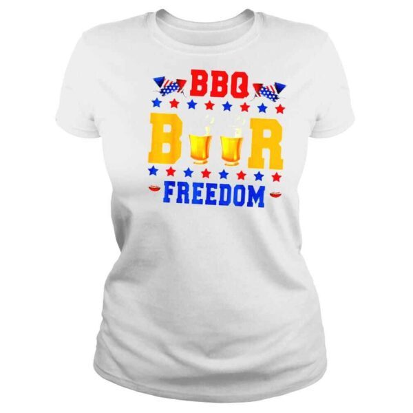 Bbq beer freedom American flag patriotic 4th of july shirt - Image 3