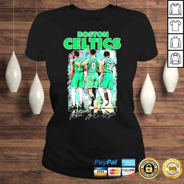 Boston Celtics Jaylen Brown Jayson Tatum And Marcus Smart Signatures Shirt - Image 3