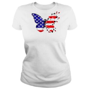 ClassicLadies Butterfly 4th Of July American Flag Shirt