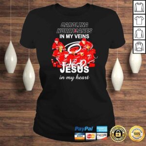 ClassicLadies Carolina Hurricanes in my veins Jesus in my heart shirt