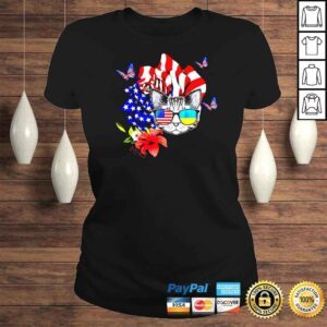 ClassicLadies Cat Proud And Rose American Flag 4th Of July TShirt