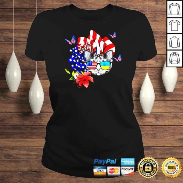 Cat Proud And Rose American Flag 4th Of July TShirt - Image 3