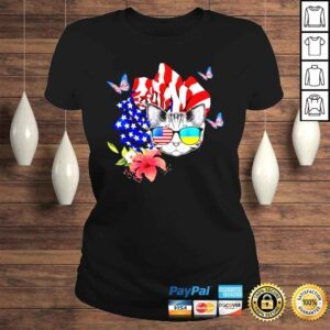 ClassicLadies Cat proud and rose American flag 4th of july shirt