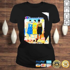 ClassicLadies Champions Thompson and Curry and Green Golden State Warriors MVP signatures cartoon shirt