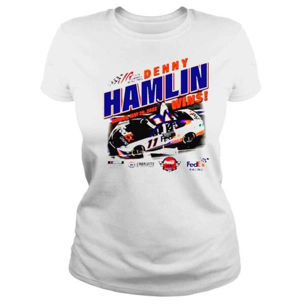 Denny Hamlin Checkered Flag White CocaCola 600 Race Win shirt - Image 3