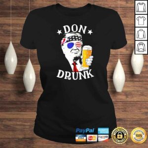 ClassicLadies Don Drunk President Donald Trump Drinking Beer TShirt