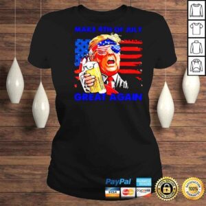 ClassicLadies Donald Trump Drinking Beer Make 4th Of July Great Again Shirt