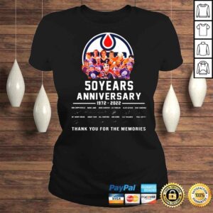 ClassicLadies Edmonton Oilers 50 years anniversary 19722022 thank you for the memories signatures shirt