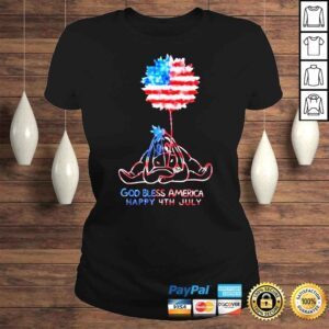 ClassicLadies Eeyore God Bless America Happy 4th July Sunflower USA Flag shirt