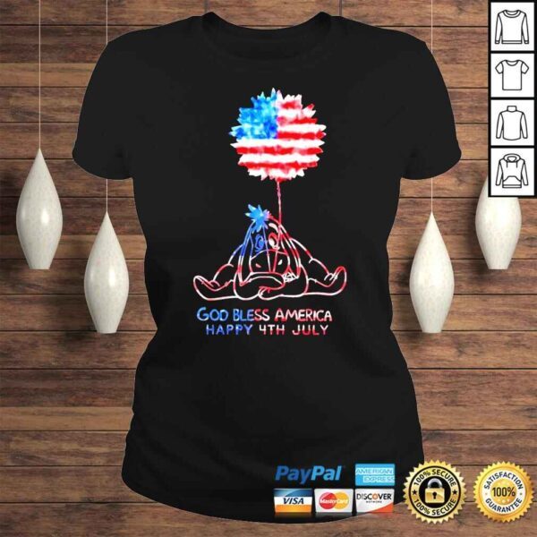 Eeyore God Bless America Happy 4th July Sunflower USA Flag shirt - Image 3