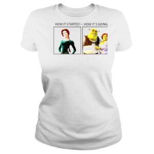 ClassicLadies Fiona and Shrek How It Started Vs How Its Going shirt 1