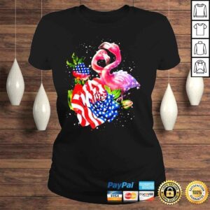 ClassicLadies Flamingo happy independence day American flag shirt