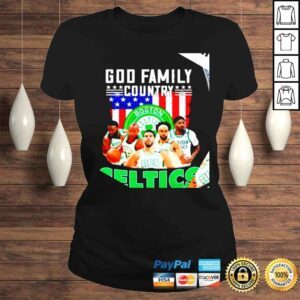 ClassicLadies God Family Country Boston Celtics American flag retro shirt