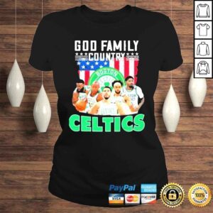 ClassicLadies God family country Boston celtics American flag shirt