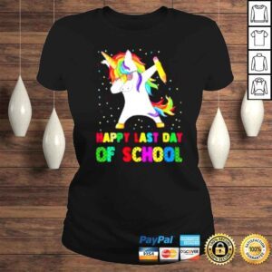 ClassicLadies Happy Last Day Of School 2022 Teacher Student Cute Unicorn Shirt