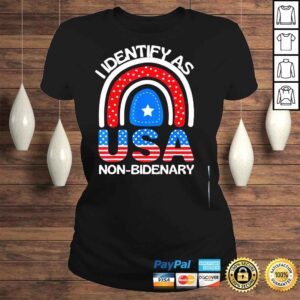 ClassicLadies I identify as nonbidenary boho rainbow American flag shirt