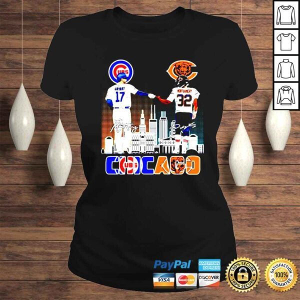 Kris Bryant 17 Chicago Cubs David Montgomery 32 Chicago Bears Signatures shirt - Image 3