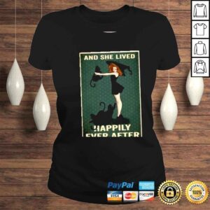 ClassicLadies Ladys and cat she lived happily ever after shirt