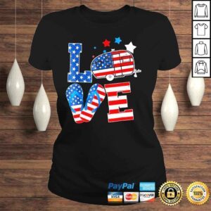 ClassicLadies Love camping usa flag 4th of july flip flop camper patriotic shirt