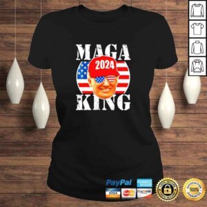 ClassicLadies MAGA KING 2024 Trump Republicans US Flag Anti Biden TShirt