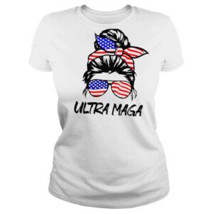 ClassicLadies Messy bun Joe Biden ultra maga American flag 4th of july shirt