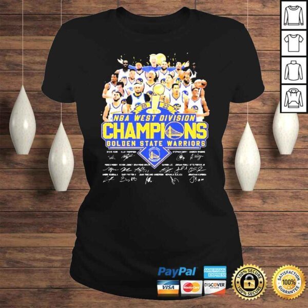 NBA Western Division Champions 2022 Golden State Warriors Basketball Team Signatures TShirt - Image 3