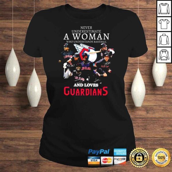 Never underestimate a Woman who understands baseball and loves Cleveland Guardians 2022 signatures shirt - Image 3