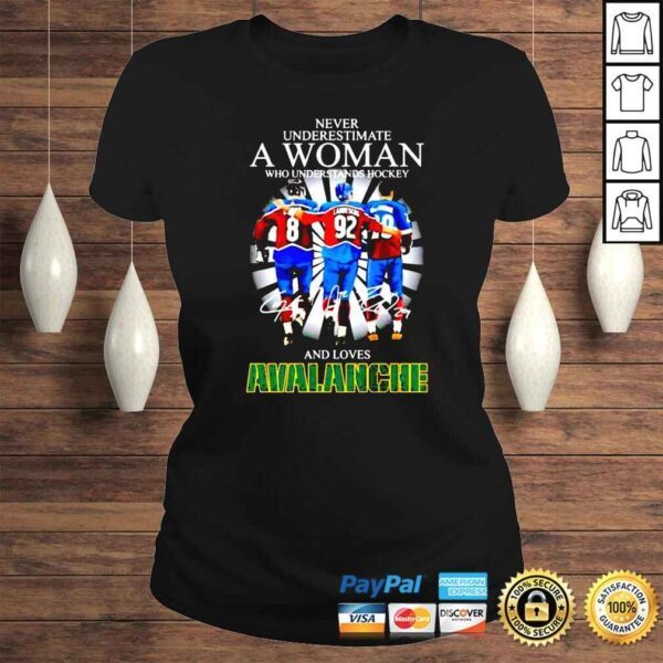 Never underestimate a woman who understands hockey and loves Avalanche signatures shirt - Image 3