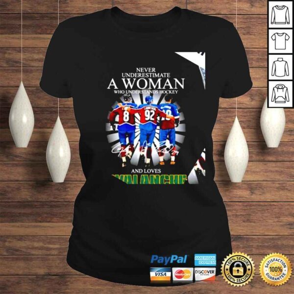 Never underestimate a woman who understands hockey and loves Colorado Avalanche signatures 2022 shirt - Image 3